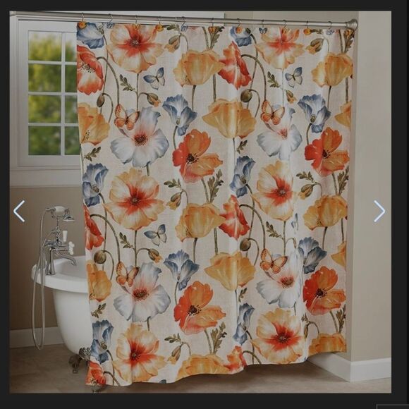 Watercolor Floral Bathroom Set Shower Curtain, Bath Mat, and 2 Sets Hand Towels - Picture 2 of 6